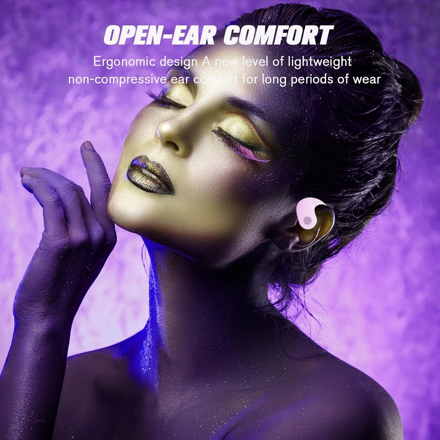 Out of Ear Open Ear Headphones outside the Ear Wireless Ear Hanging Bluetooth Headset Ows over the Ear Open Ear Buds Earbuds outside the Ear Headphones Bone Air Conduction Earbuds Purple image number 7