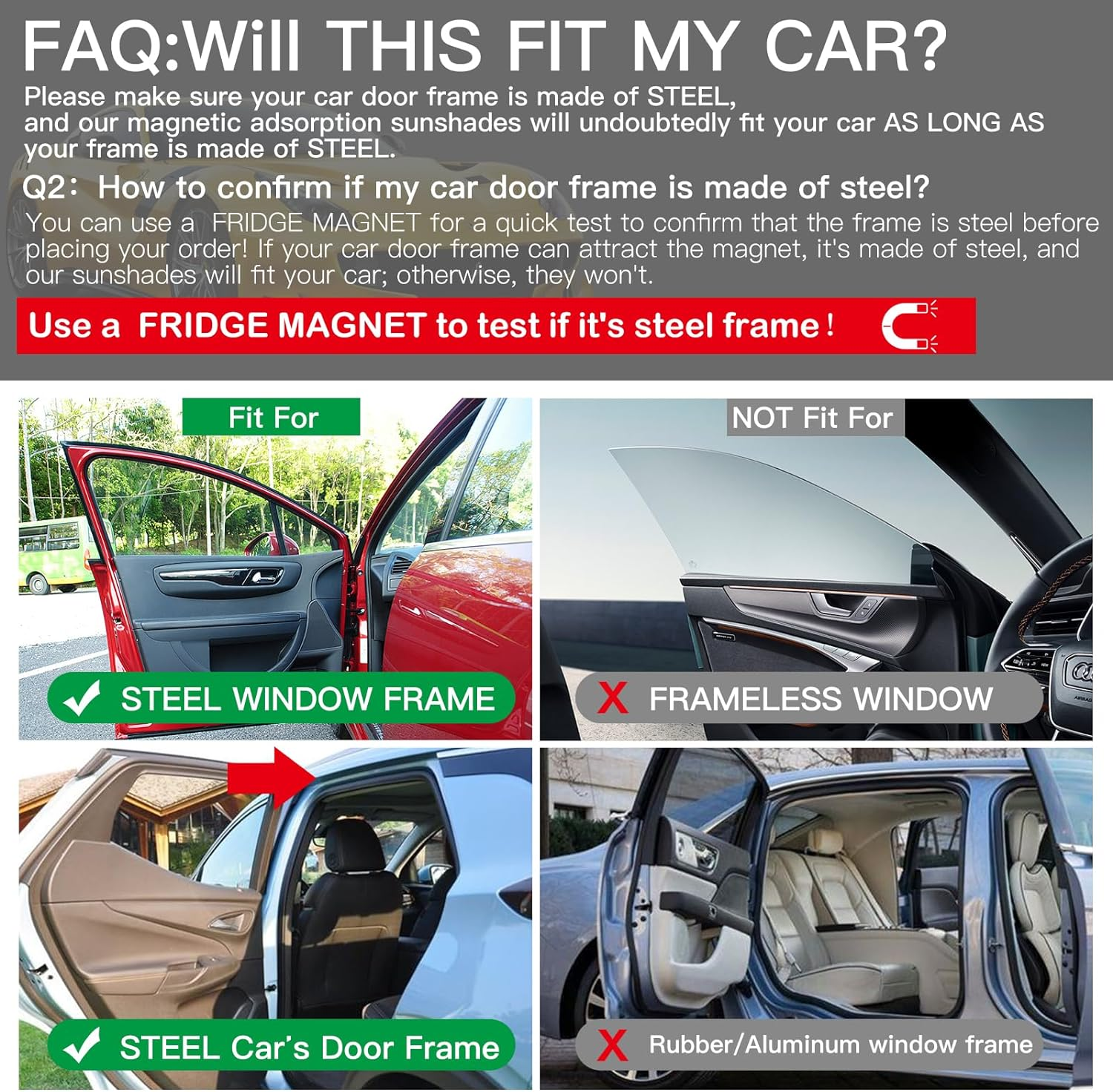 Ovege Car Window Shade 2Pcs -Car Side Window Sun Shade Baby Car Window Screen UV Protection Privacy Suction Magnetic (Back Seat 2Pcs) image number 4