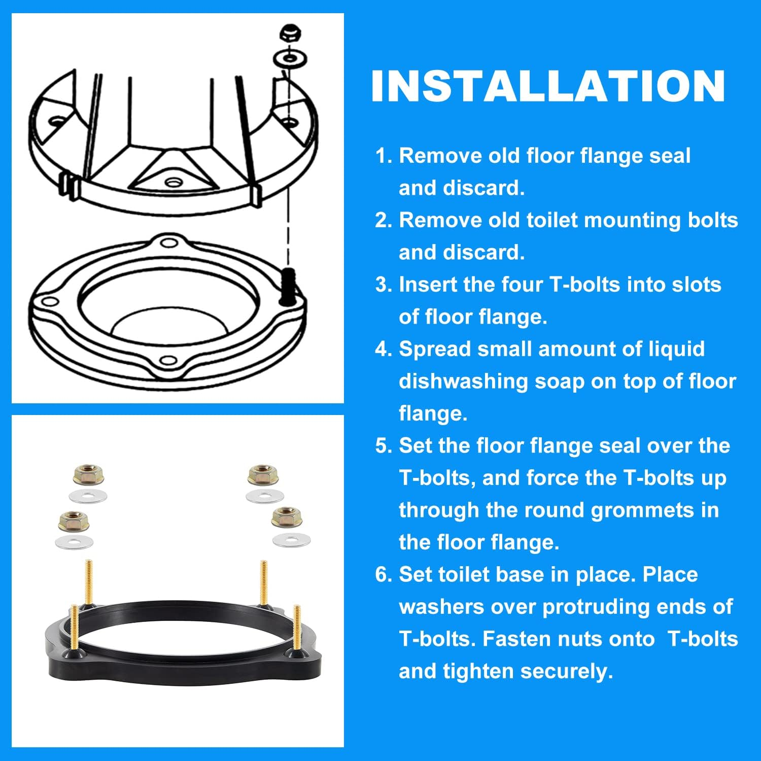 385310063 SE341549 Toilet Floor Flange Seal and Mounting Kit Replaces for Dometic Sealand Toilets 506+ / 510+ / 511H Models, RV Toilet Seal Kit for Motorhome and Trailer