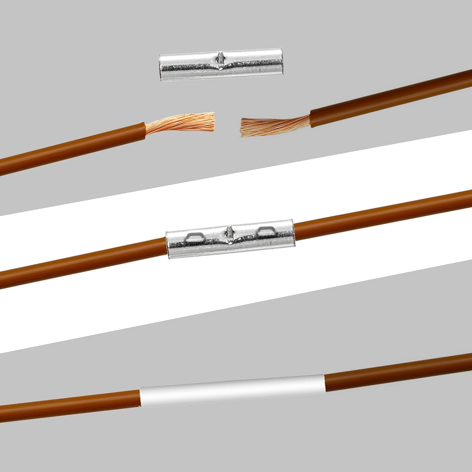 200Pcs Non Insulated Butt Connectors and Wire Splice Kit 22-10 Awg,Electrical Wire Seamless Uninsulated Connectors Crimp Ferrule Terminals image number 5