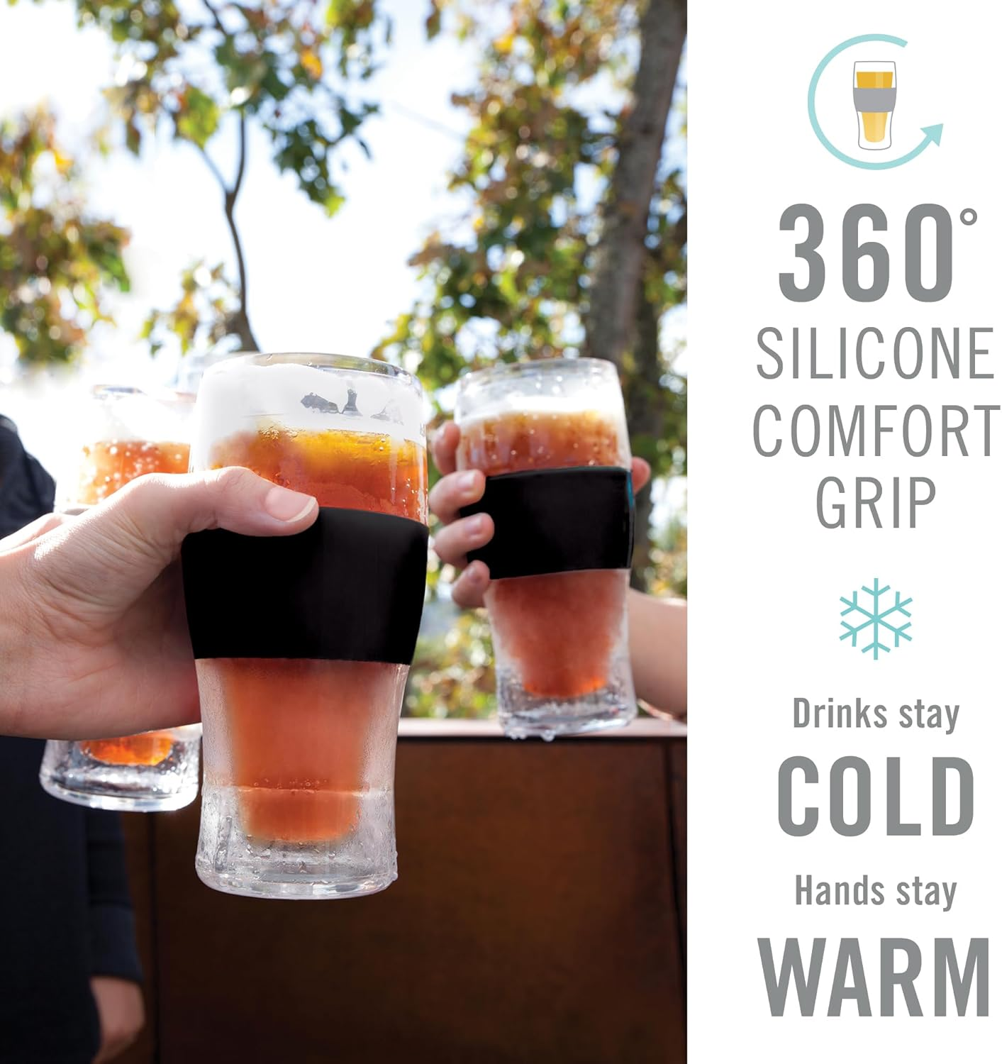 Host Freeze, Frozen Mugs, Freezable Pint Set, Beer Keep Your Drinks Cold, Double Walled Insulated Glasses, Tumbler for Iced Coffee, 16Oz, Set of 2, Black image number 1