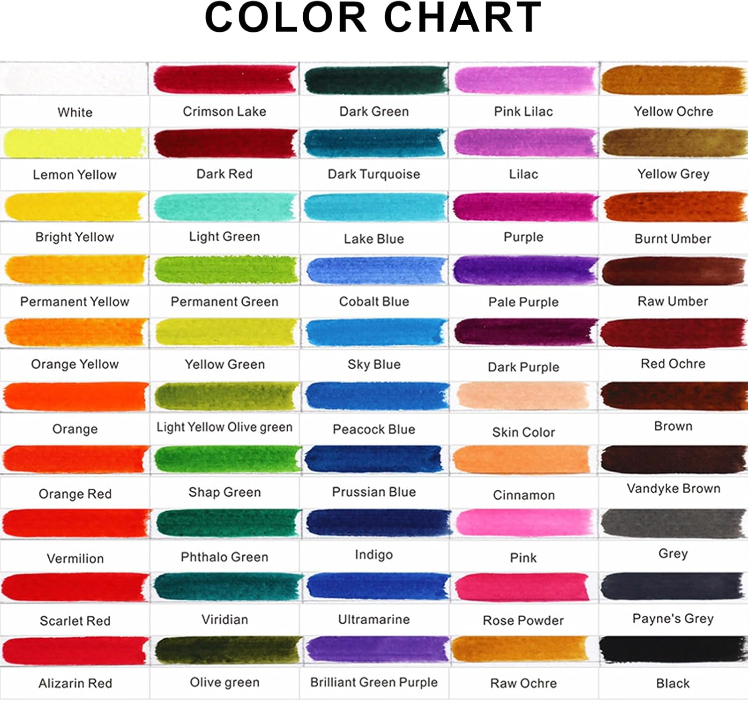 Oolong 50 Colors Watercolor Paint Set in Portable Iron Box,Travel Sized Water Color Art Kit Palette with 1 Water Brush Pens, 6 Paint Brushes, 1 Colour Charts for Adult Beginners & Professional image number 4