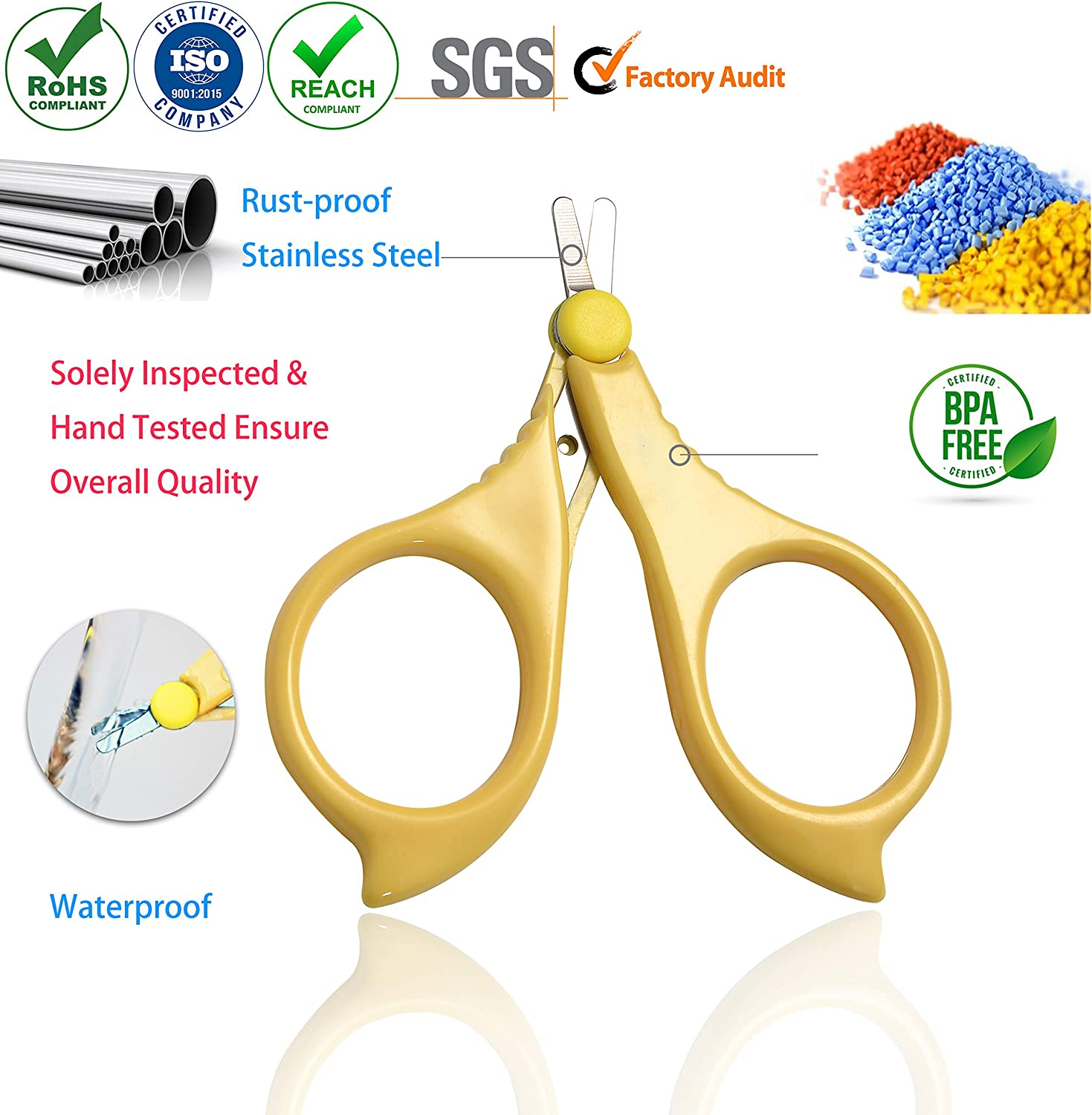 PAFASON Baby round Tip Safety Manicure Nail Scissors and Baby Glass Nail File Set, Stainless Steel, Czech Float Glass, Ideal for Infant, Newborns, Babies Toddlers image number 4