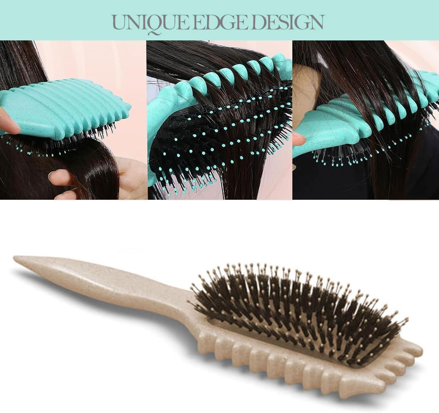 Jushion Curl Brush, Hair Brush, Strands Comb, Professional Curling Brush, Styling Tools, Plastic Comb, Bouncy Curl Brush for Detangling, Shaping and Defining (Beige)