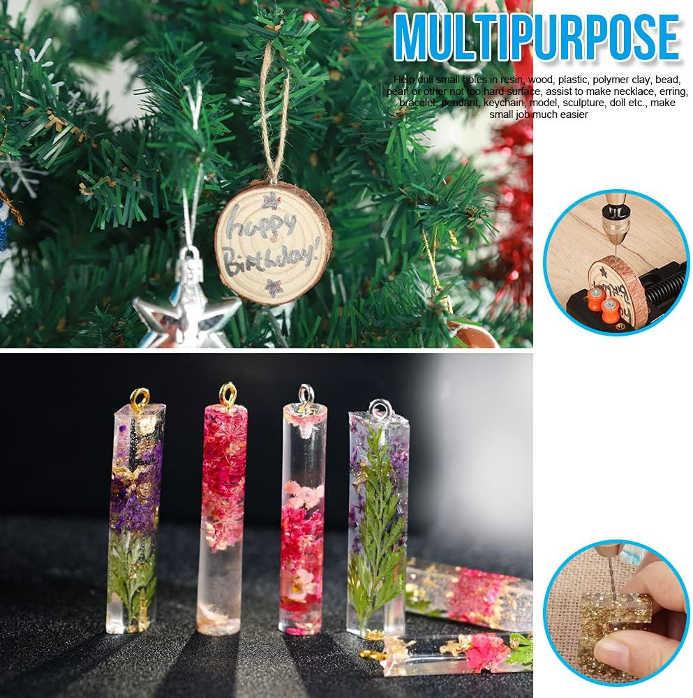 Pin Vise for Resin Casting Molds, LEOBRO 12 Cm Steel Hand Drill with 10 PCS Drill Bits (0.8-3 Mm), Precision Hand Drill Tools for Resin Plastic Wood Polymer Clay, DIY Jewelry Keychain Pendant Making image number 5