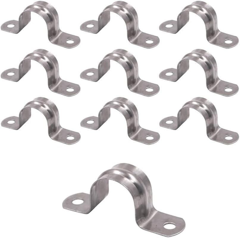 20Mm Pipe Strap Clamps, 20 Pcs 304 Stainless Steel Pipe Holder Brackets, Saddle U Shaped Tube Clips for Ducting Plumber Water Pipe