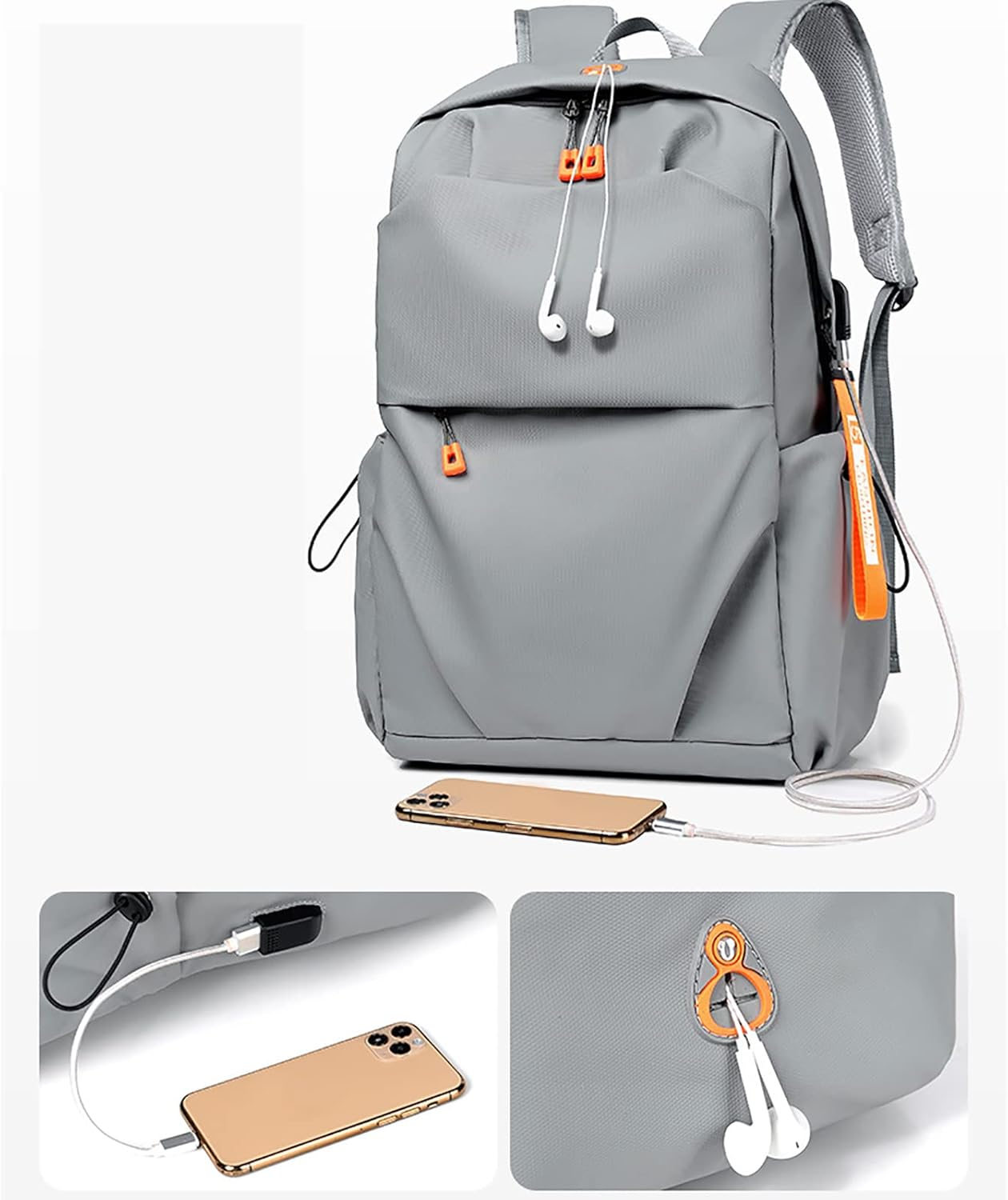 Laptop Backpack for Women Travel Backpack BAGSMART 15.6 Inch Computer Back Pack with USB Charging Port School Bookbag Grey image number 6