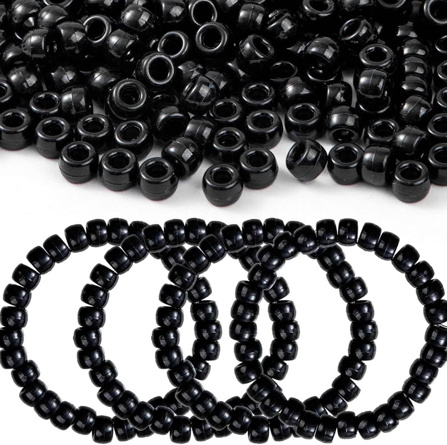 1000Pcs Glow in the Dark Pony Beads Bracelet 9Mm Plastic Barrel Pony Beads for Necklace,Hair Beads for Braids,Key Chain,Jewelry Making (Night Glow)