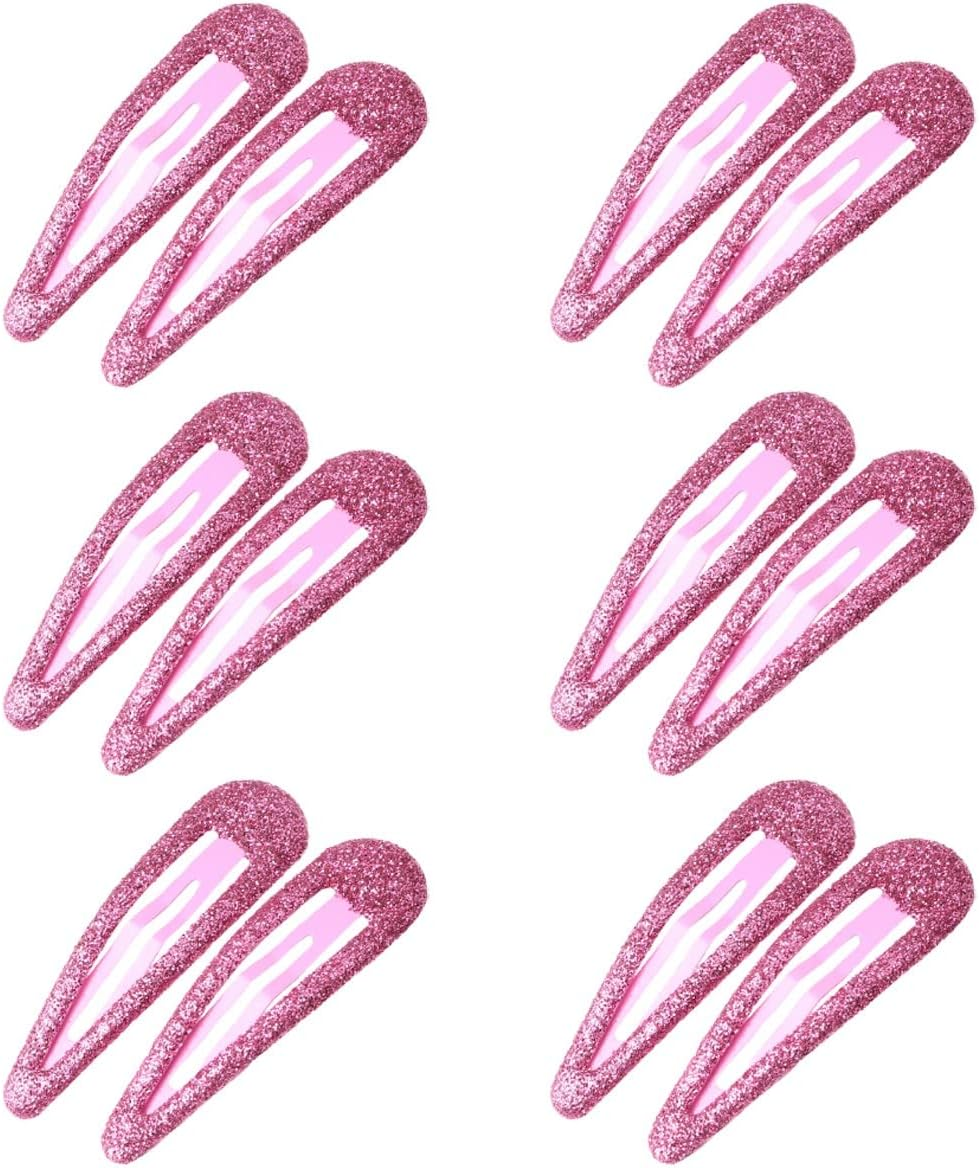 ZEVONDA Glitter Hair Snap Clips - Metal Hair Clips Colorful Glitter Sequin Hair Clips Barrettes Hair Styling Accessories for Toddlers Kids Girls Women, Green *12