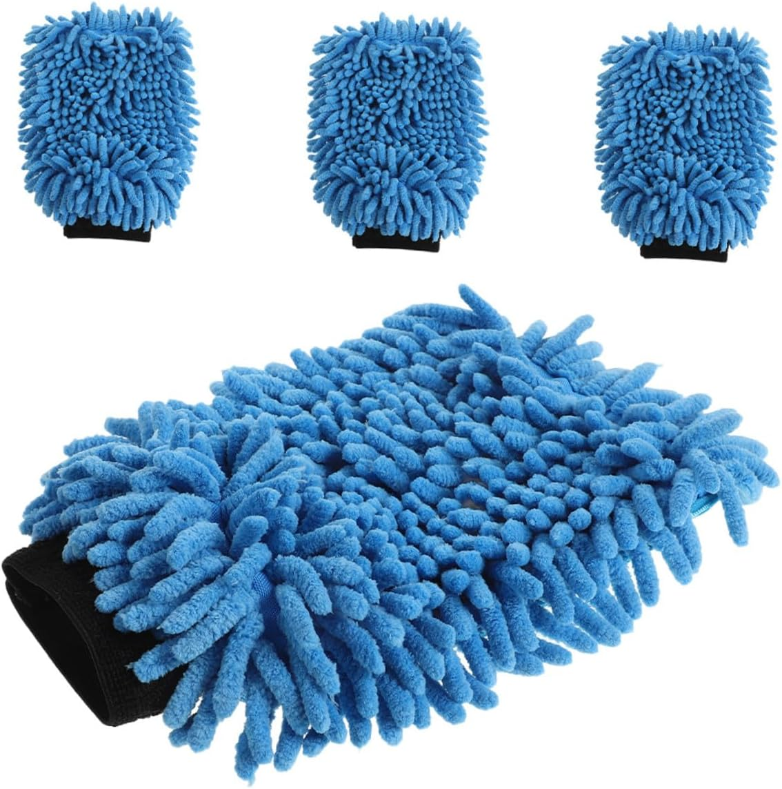 4Pcs Chenille Microfiber Car Wash Gloves Single-Sided Wash Mitts for Automotive and Boat Detailing, Absorbent Plush Cleaning Mitts for Vehicle Exterior Care Random Color image number 2