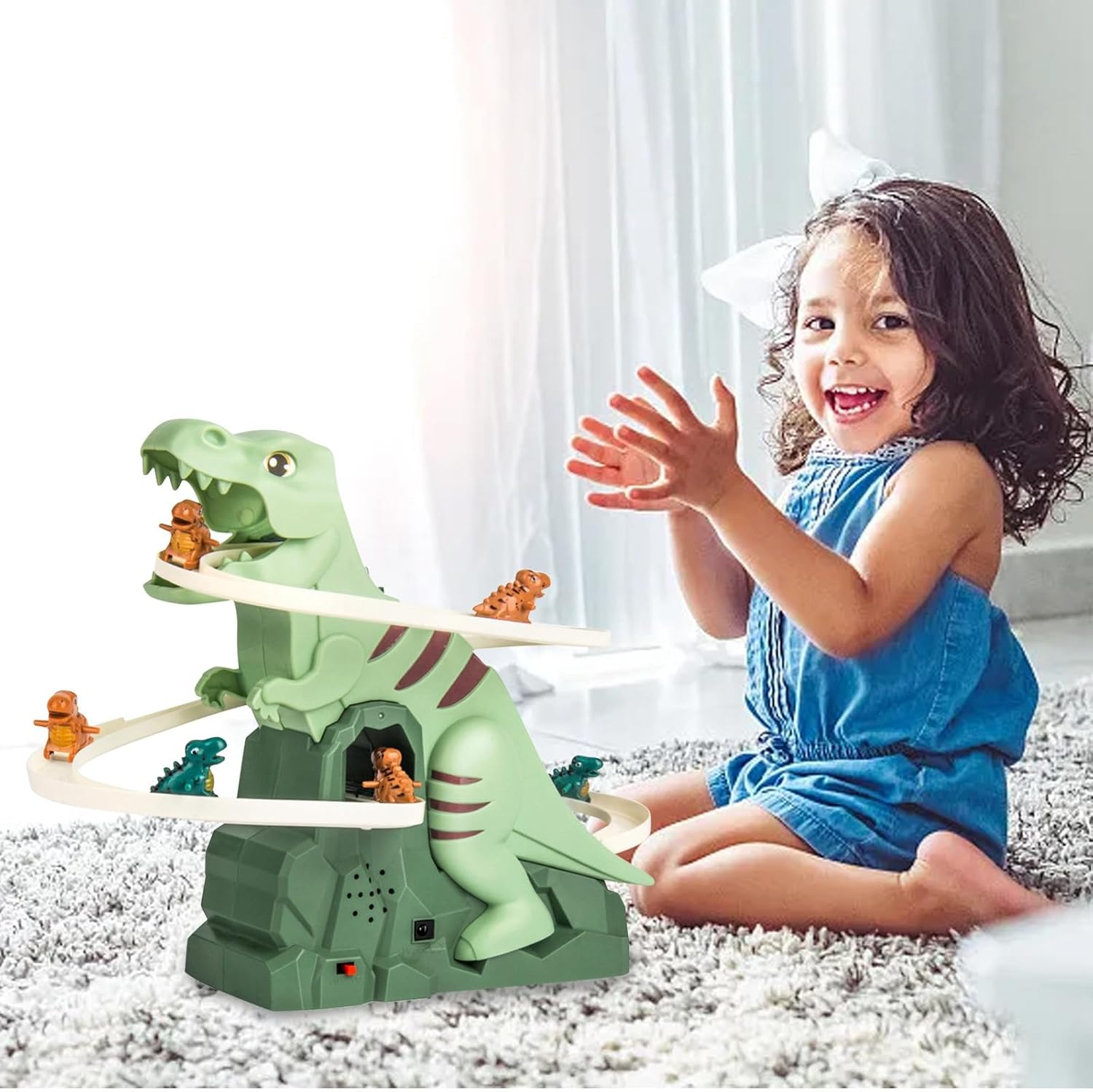 Electric Dinosaur Climbing Stairs Toy for Kids - Dinosaur Stair Climber & Race Track Game, Fun Slide Roller Coaster, Children'S Birthday Gift image number 2