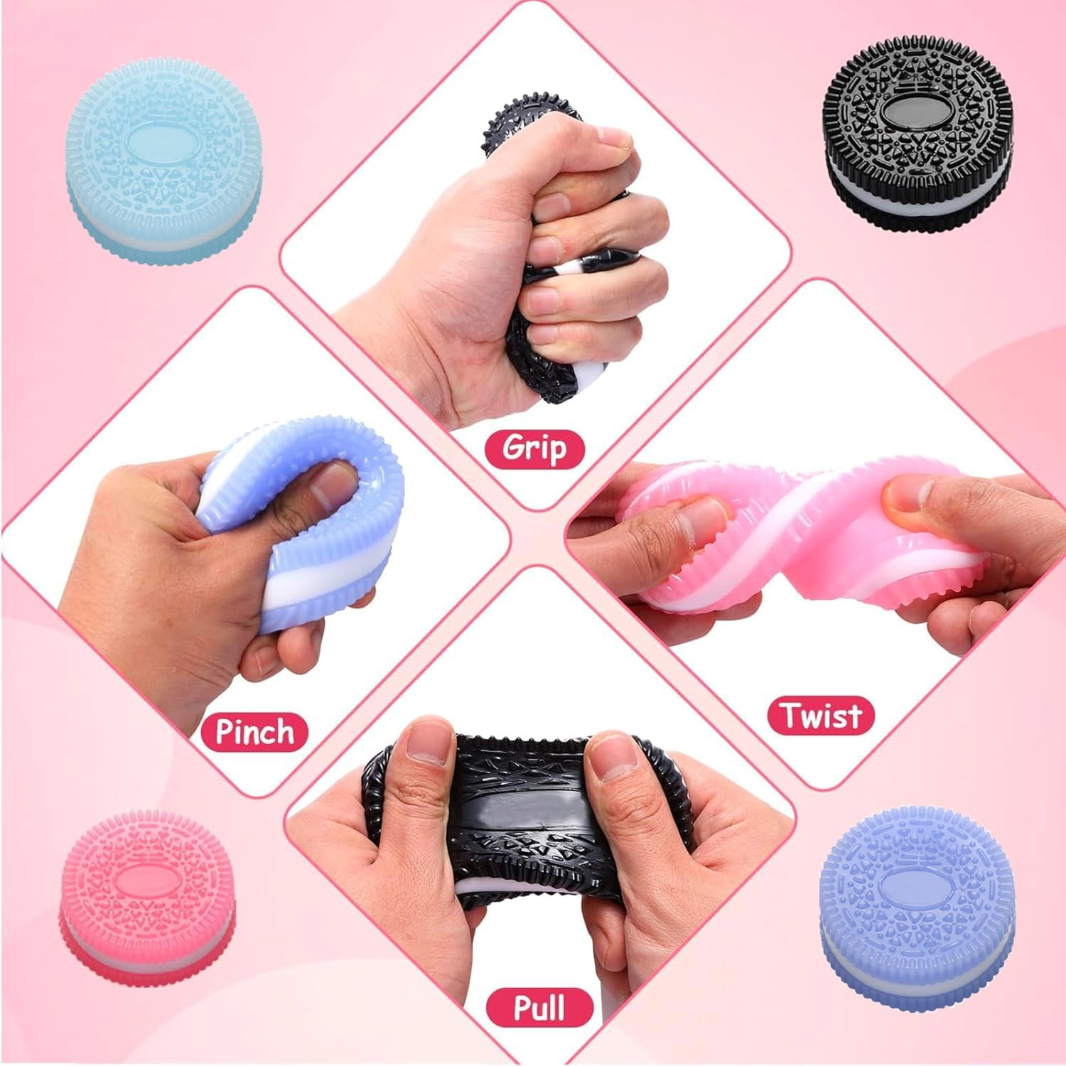 4Pcs Taba Squeeze Toys for Stress Relief, Ultra-Soft Squishy Fidget Toys, Kawaii Dessert Decompression Venting Sensory Toys, Cute Biscuit Fufu Anxiety Relief image number 4