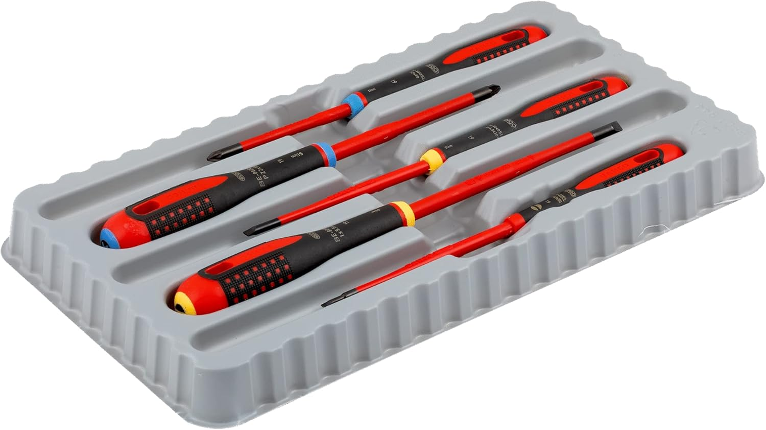 Bahco Slim Line 1000V Insulated Pozidriv Screwdriver 5-Pieces Set