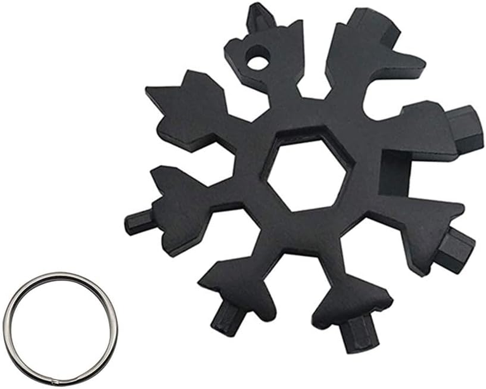 18 in 1 Stainless Multi-Tool Snowflake Keychain Wrench Screwdriver Bottle Opener (Rainbow)