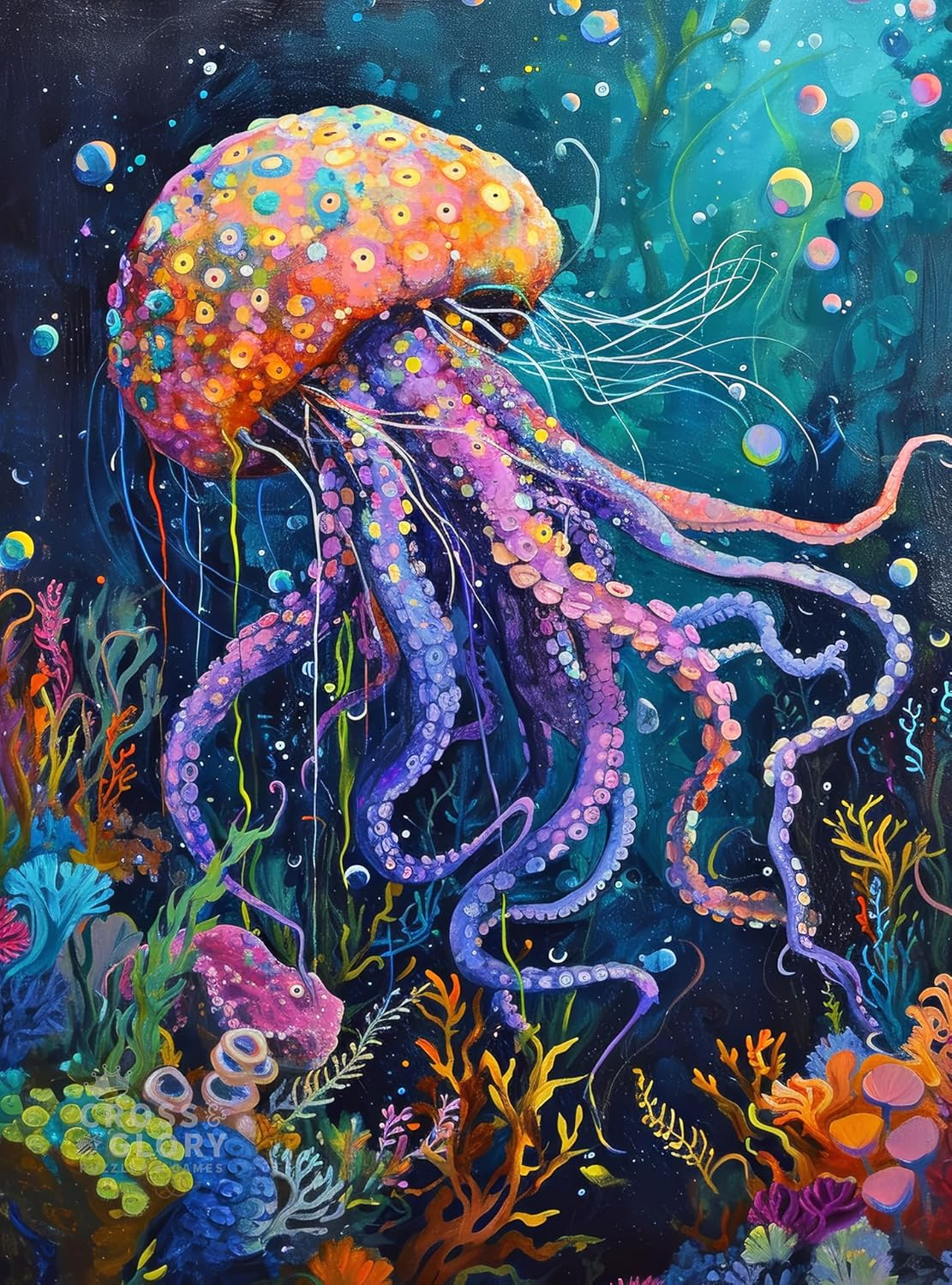 Deep Blue Octopus Odyssey: Premium 1000-Piece Jigsaw Puzzle for Adults - Best New Eco-Friendly Marine Artwork Puzzle - Unique Brain Teaser for Puzzle Enthusiasts by Cross & Glory