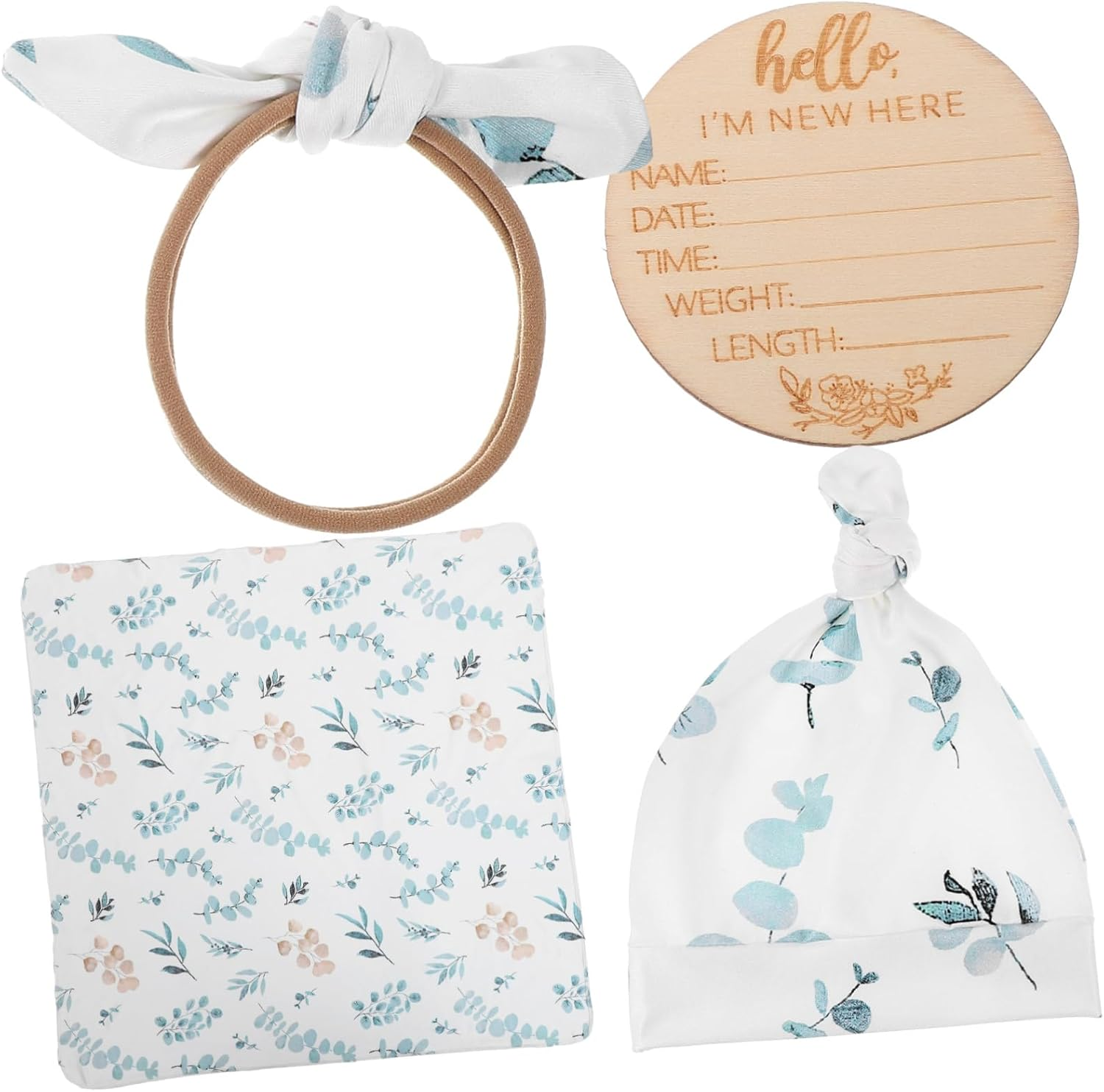 Yardwe Cute Newborn Swaddle Blanket Headband Hat Boy Girl Wrap Swaddle Fetal Cap image number 3