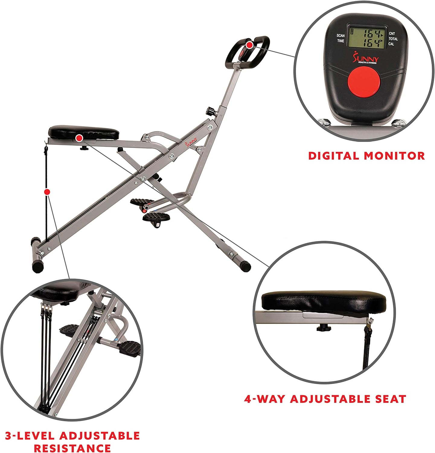 Sunny Health & Fitness Upright Row-N-Rider Rowing Machine Sunny Health & Fitness Upright Row-N-Rider Rowing Machine, Gray image number 2