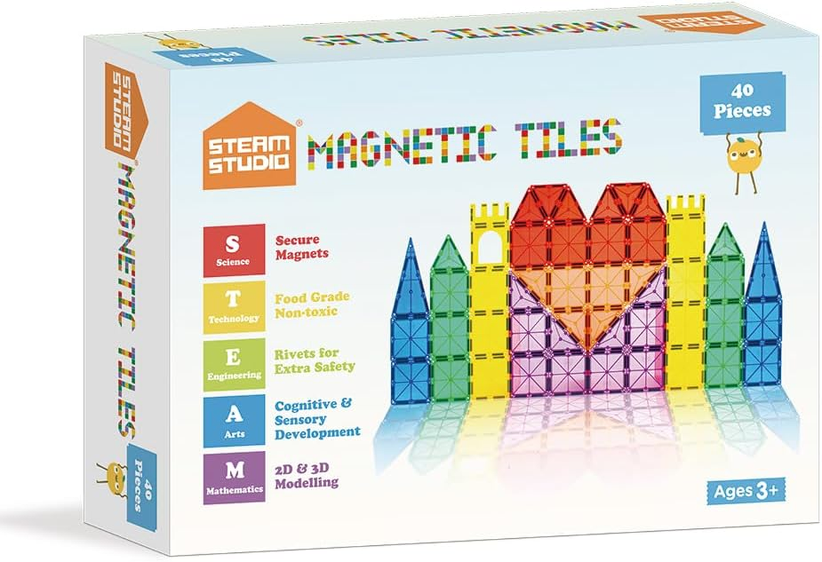 Magnetic Tiles Kids Toys STEAM Magnet Toys for Toddler Magnetic Blocks Building Toys Preschool Learning Sensory Montessori Toys for 3+ Year Old Boys and Girls, Safe Creativity Toddler Kids Toys image number 1