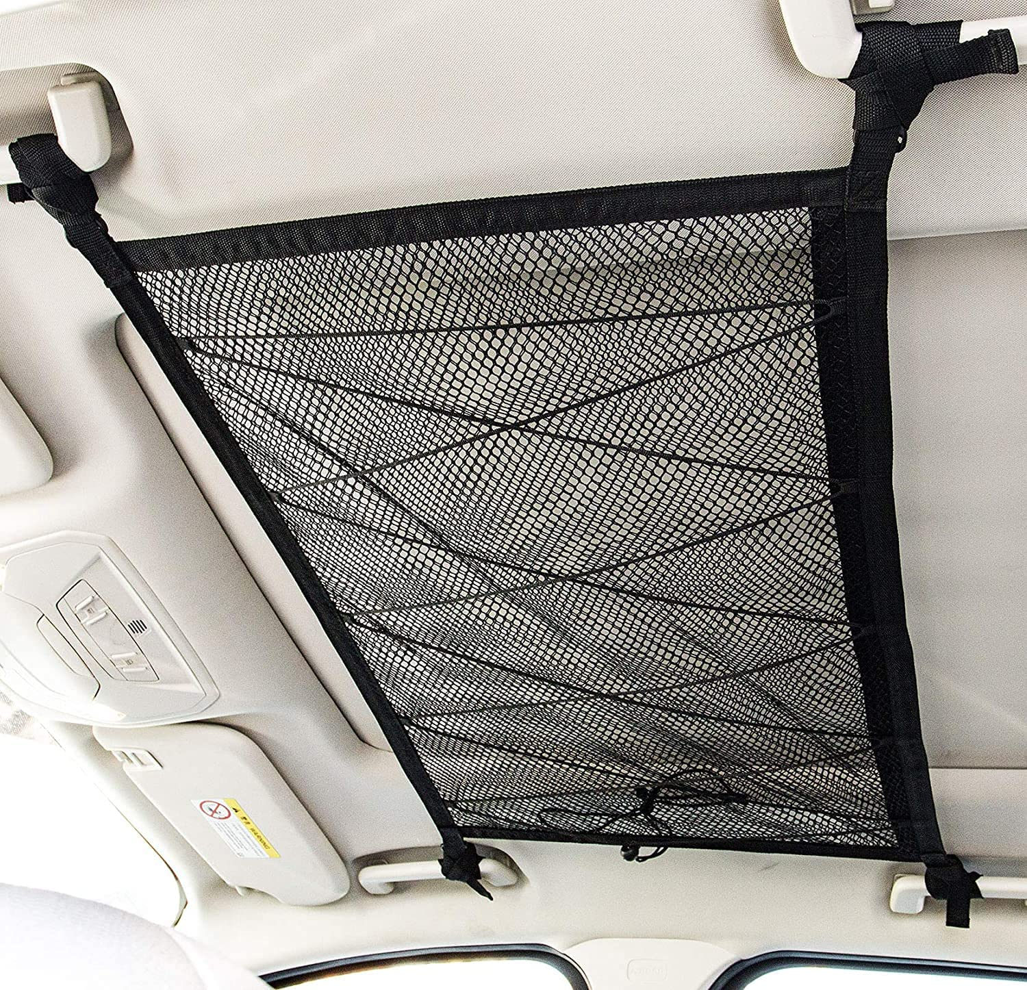 Car Ceiling Cargo Net Pocket, 90Cmx65Cm Adjustable Double-Layer Mesh SUV Roof Organizer Long Trip Storage Bag, Tent Putting Quilt Children'S Toy Towel Sundries Interior Accessories image number 5