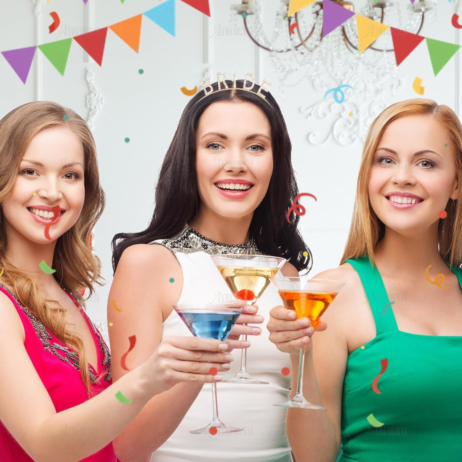 Rhinestone Bride Headband Elegant Crown Bachelorette Party Headbands (Rose Gold)) image number 3