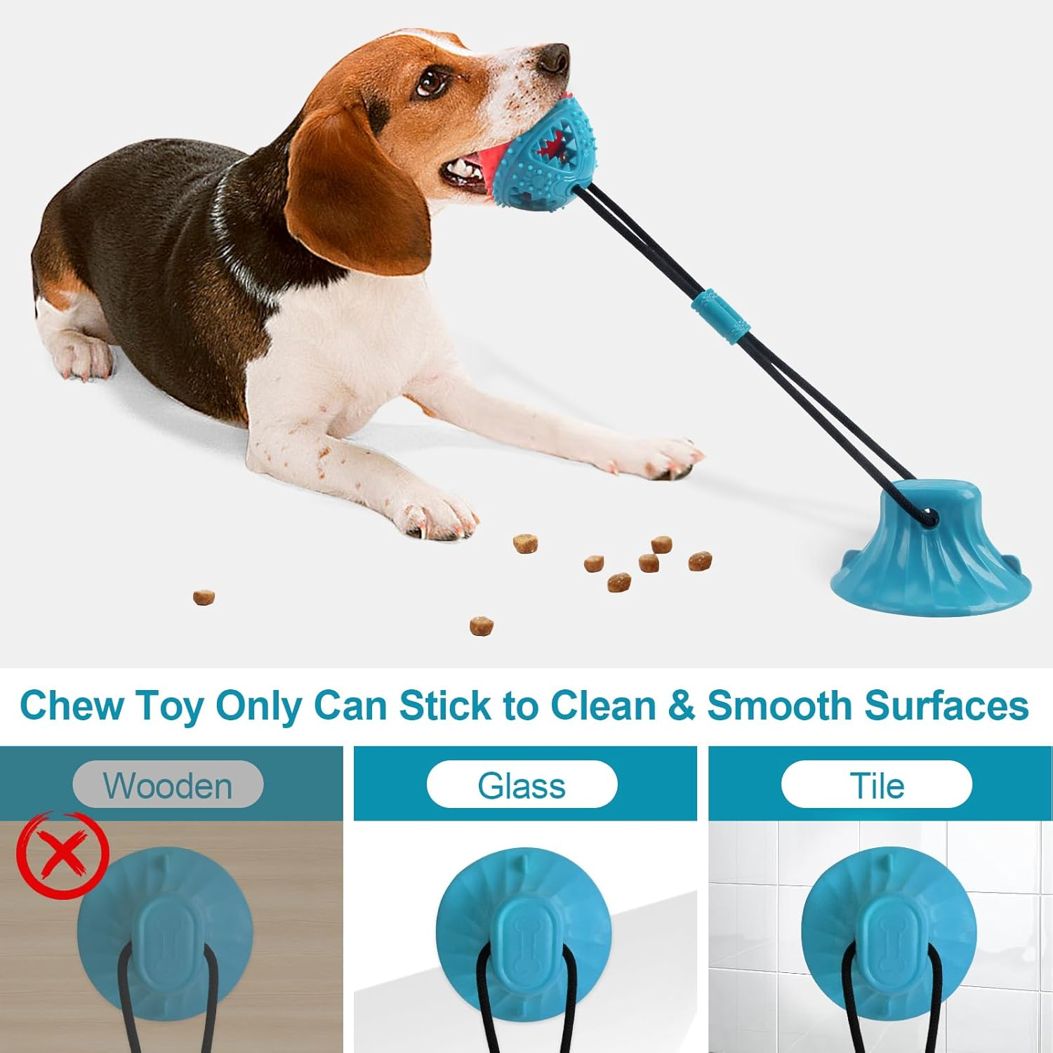 Rayouth Interactive Dog Toys, Suction Cup Tug of War Rope Toy, Puzzle Treat Dispensing Squeaky Ball Toy for Small Medium Breeds, Puppy Teething Toy for Boredom, Keep Them Busy, Mentally Stimulation