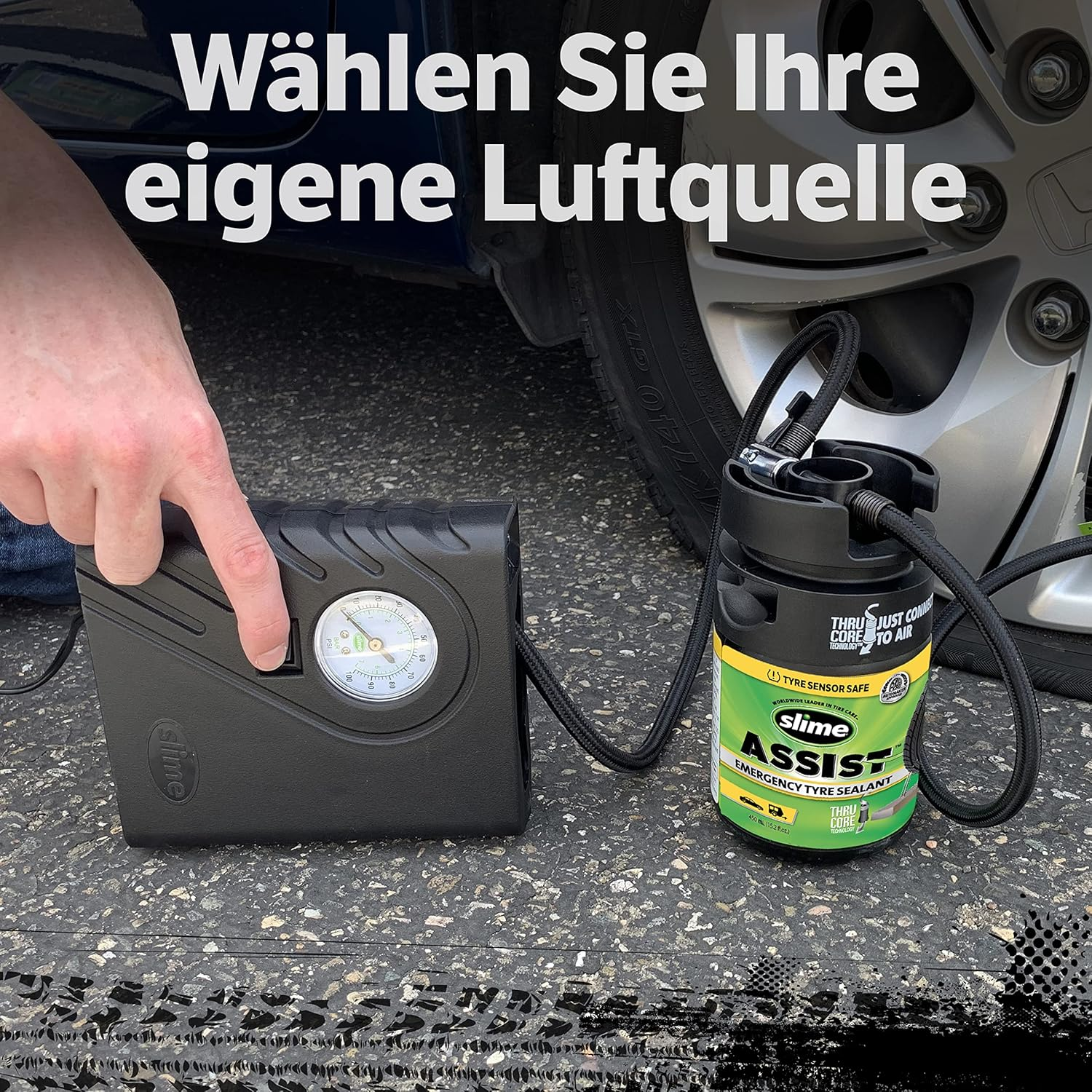 Slime 10188-51 Flat Tyre Puncture Repair Sealant, Assist, Emergency Repair for Highway Vehicles, Suitable for Trucks/Suv, Non-Toxic, Eco-Friendly