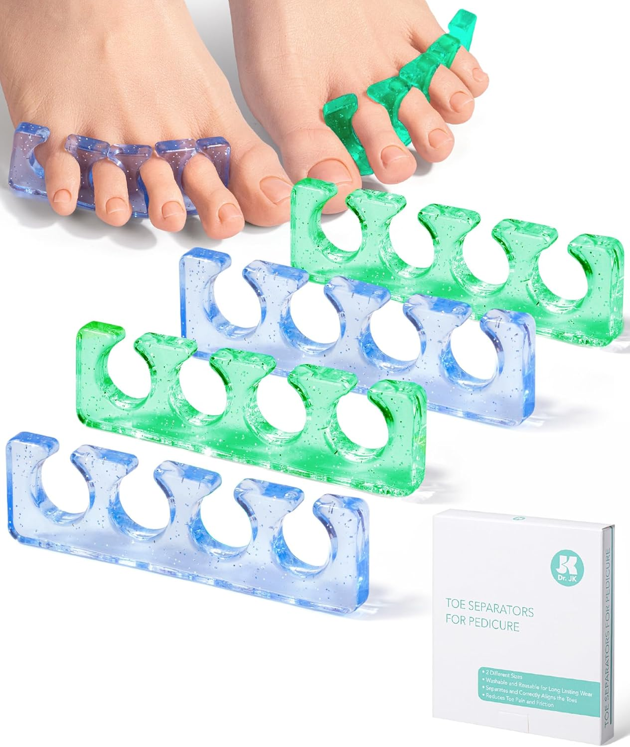 Toe Separators for Pedicure,Toe Spacer,Toe Separators Use for Separation of Toenails or Nails,Washable and Reusable Pedicure Supplies, Yellow and Green Colored