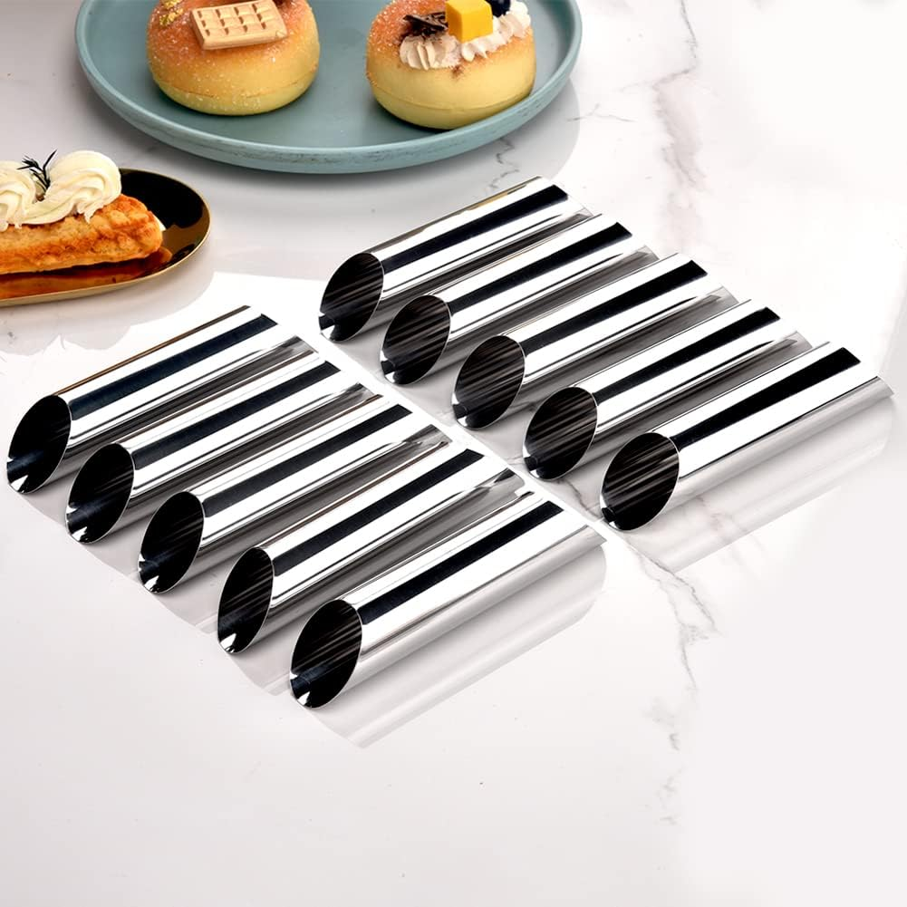 Guowall Stainless Steel Cream Horn Mold, 21Pcs Cannoli Forms Tubes Roll Kits with Cleaning Brush, 10Pcs Cone Shaped and 10Pcs Tubular Shaped Baking Molds for DIY Baking