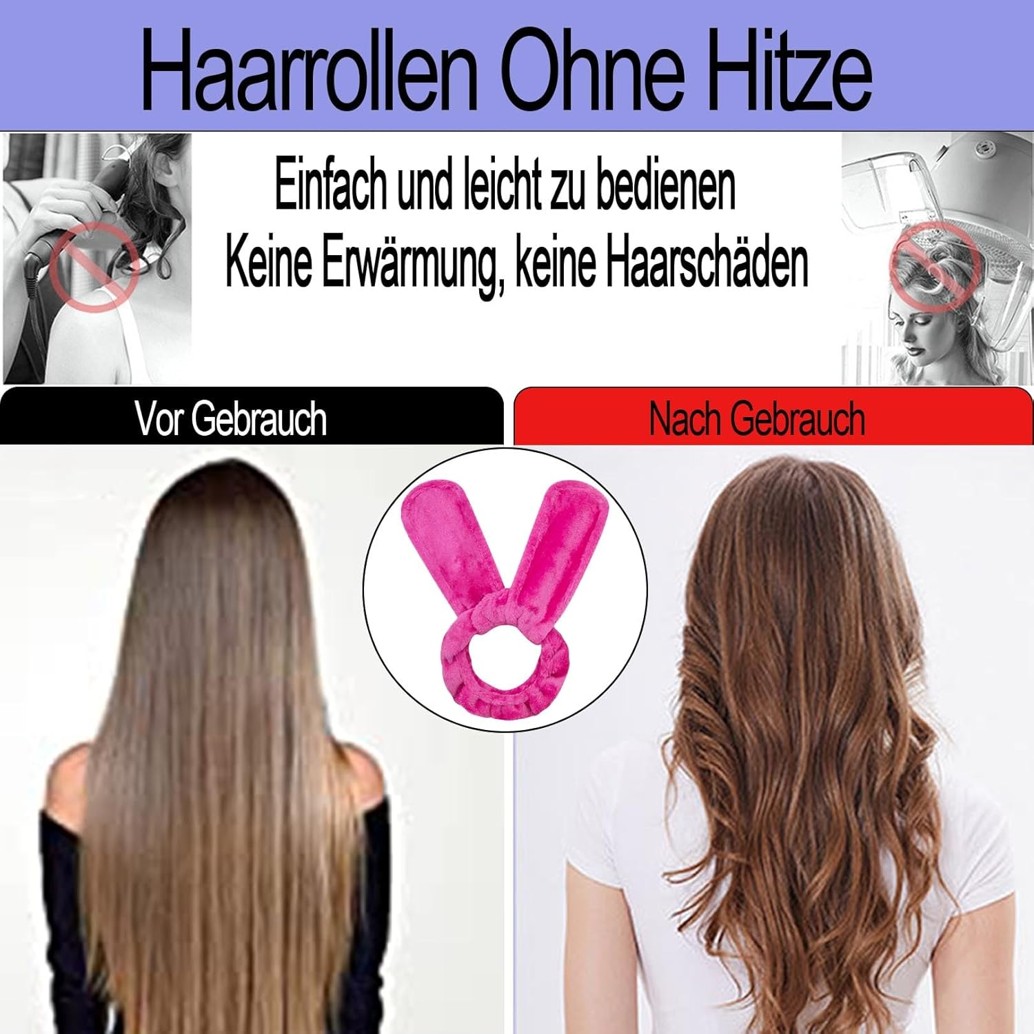 Overnight Curls Band without Heat, Heatless Curls Band, Heatless Curler Non-Slip, Hair Band Curls Overnight, Overnight Blowout Curls DIY Styling Wave Formers for Long/Medium Hair image number 2