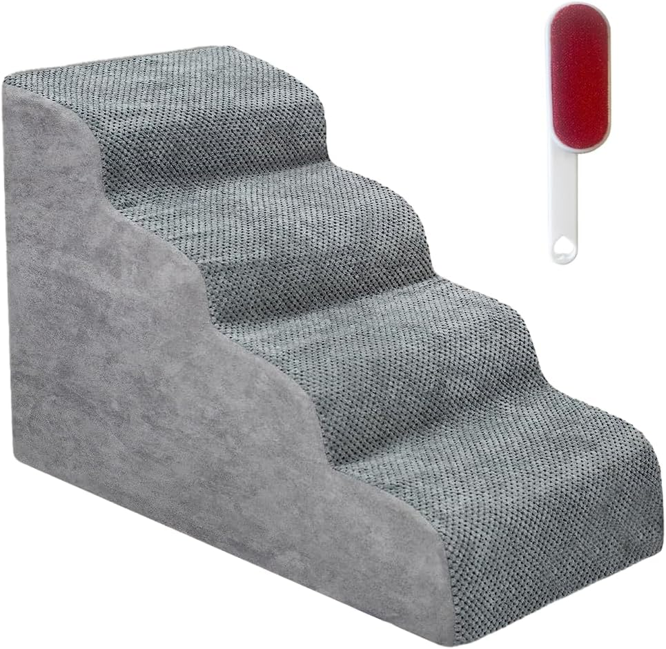 Melpet 4-Tier Dog Stairs for Couch and Bed - Non-Slip Pet Ramp with Removable & Washable Case - Small Dog and Cat Training Steps image number 1