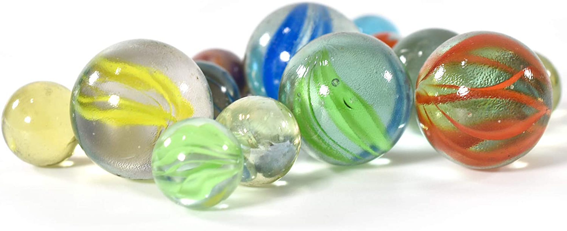 160 Traditional Assorted Colourful Classic Retro Glass Marbles in a Tin Kids Game