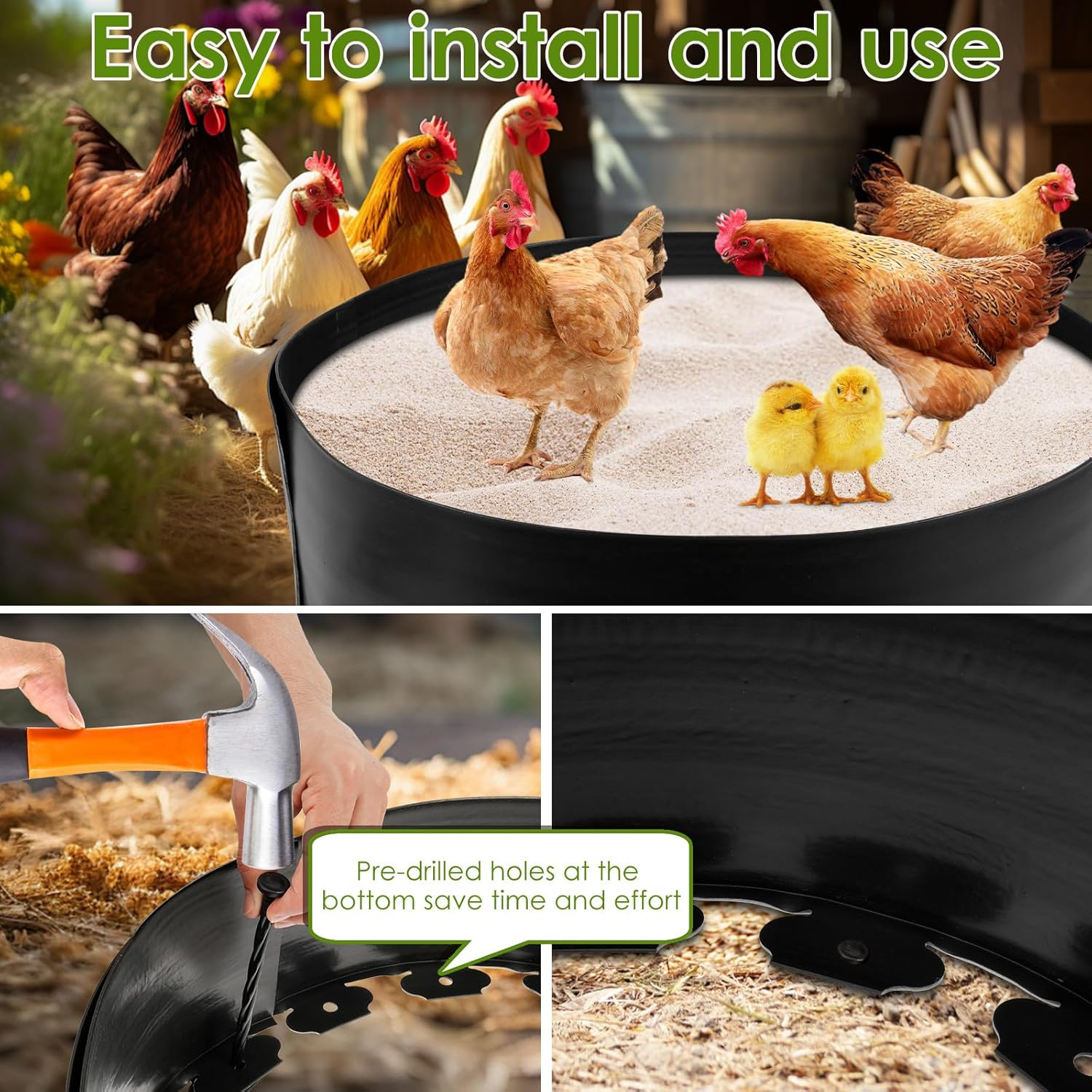 Chicken Dust Bathtub Bottomless PE Chicken Dust Bath Containers Adjustable Chick Accessories image number 1