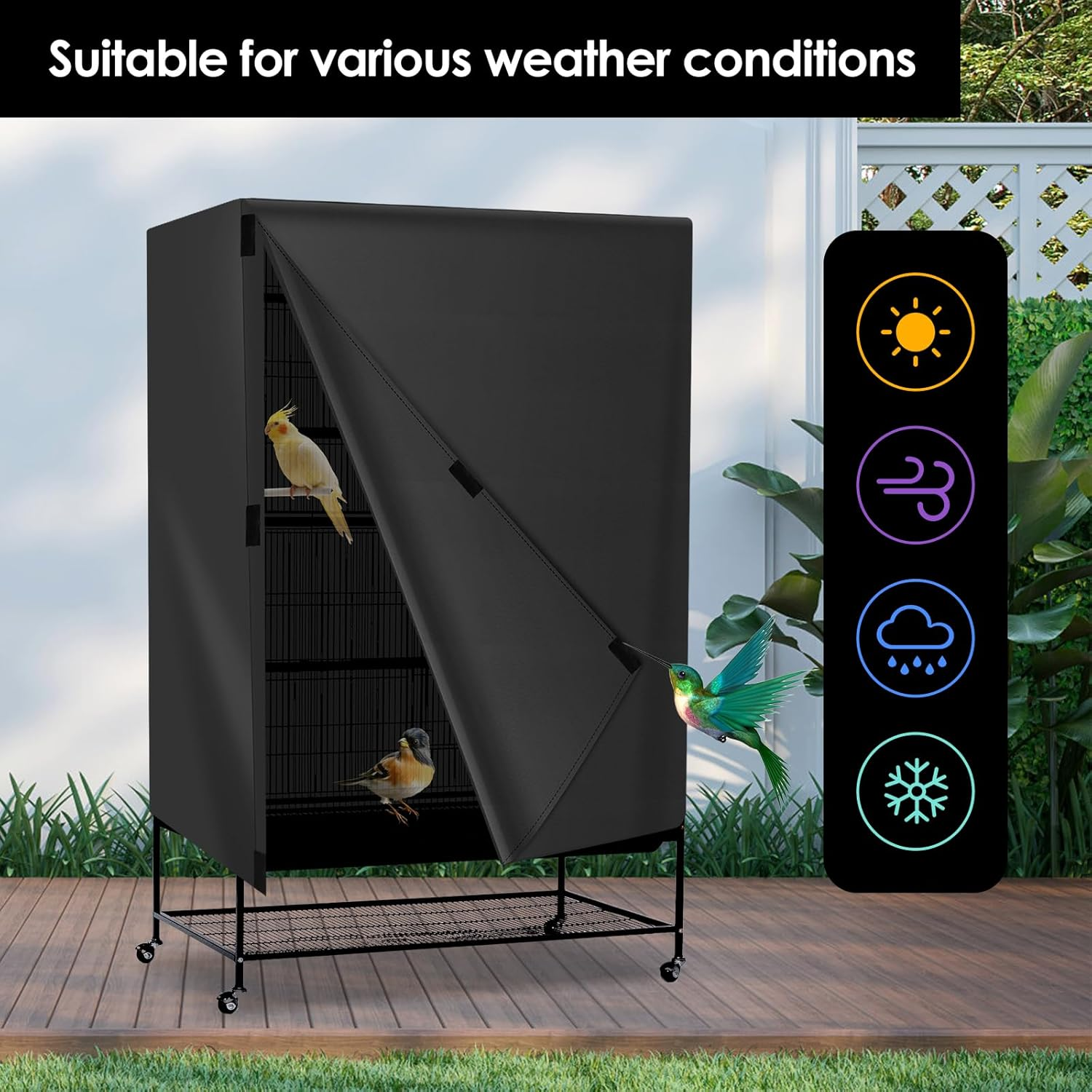 Bird Cage Cover Universal Breathable Bird Cage Cover Thin Lightweight Breathable Small Cages Cover Bird Parrot Cage Cover Black-Out Birdcage Cover for Parakeets Macaw Conure image number 2