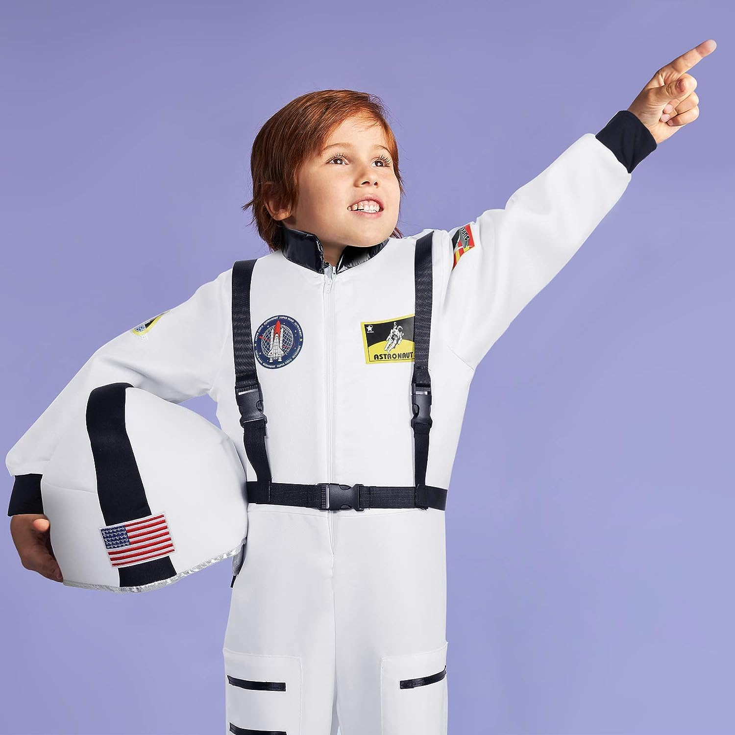 Geyoga Astronaut Costumes for Kids Astronaut Dress up Role Play with Astronaut Helmet for Birthday Theme Party image number 5