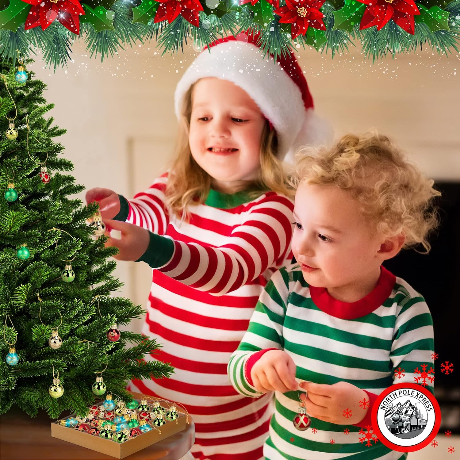 1 Inch Mini Vintage Multi Color Glass Ball Christmas Ornaments Set of 25 Balls | Miniature Christmas Tree Ornaments | Rustic Christmas Decorations | Mini Christmas Tree Decorations for Small Trees image number 3