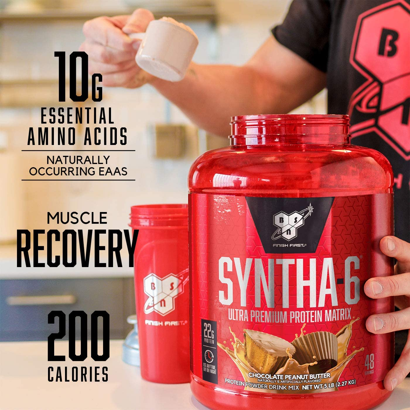 BSN SYNTHA-6 Ultra Premium Protein Blend, Strawberry, 2.27Kg, 48 Servings image number 4