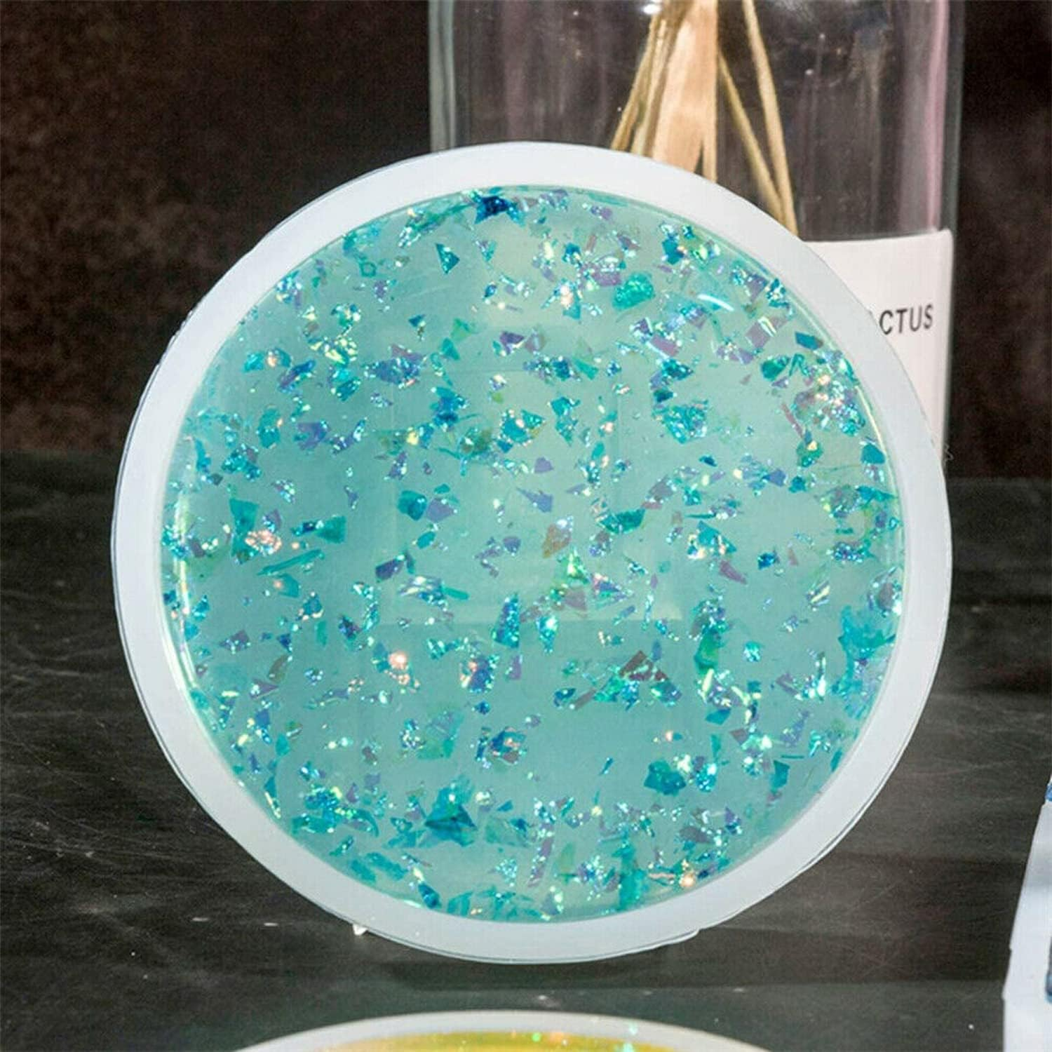 Round Coaster Resin Casting Mould Epoxy Mold Silicone DIY Tool Jewelry Agate Making Craft (8Cm) image number 1