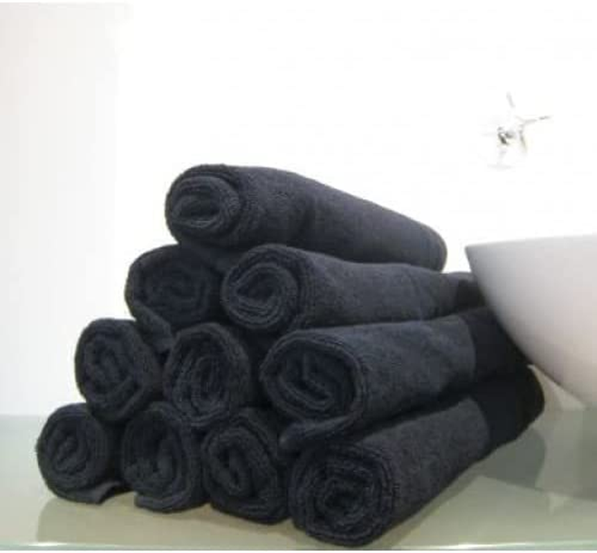 Salon Towels 100% Cotton Towels Bleach Proof for Gym, Beauty, Hair, Spa and Home Hair Care Towel (Black 10 Pack) image number 4