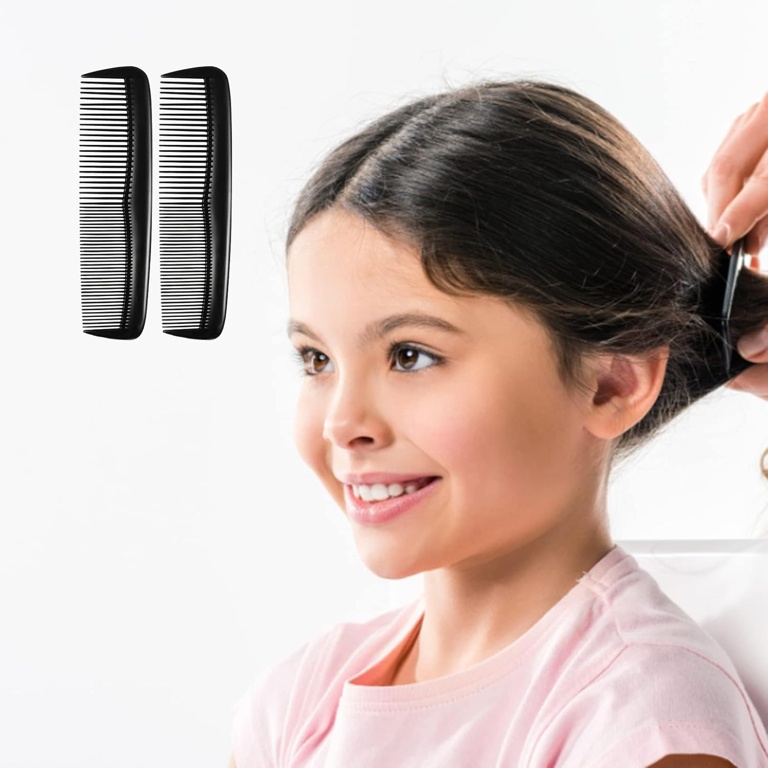 4 PCS Pocket Plastic Hair Combs Black Hair Combs Fine, Combs Fine and Standard Tooth Hair Cutting Comb, for Women Men Hairdressing Barber Salon Hair Care Tool (Black) image number 4