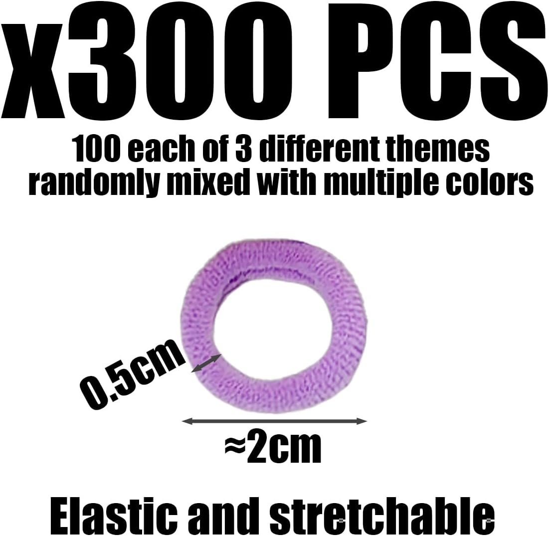300 Pieces Elastic Mini Hair Rings, Hair Accessories from Girls, Colourful Hair Rings, Accessories for Hairstyles, Ponytail Hair Accessories. image number 2