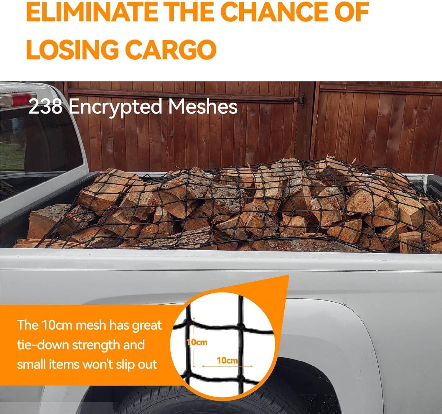 150 * 180Cm Cargo Net, New Upgraded 18 Thickened ABS Hooks, Large Adjustable Elastic Heavy Duty Latex Net Stretches to 300 * 450Cm image number 2