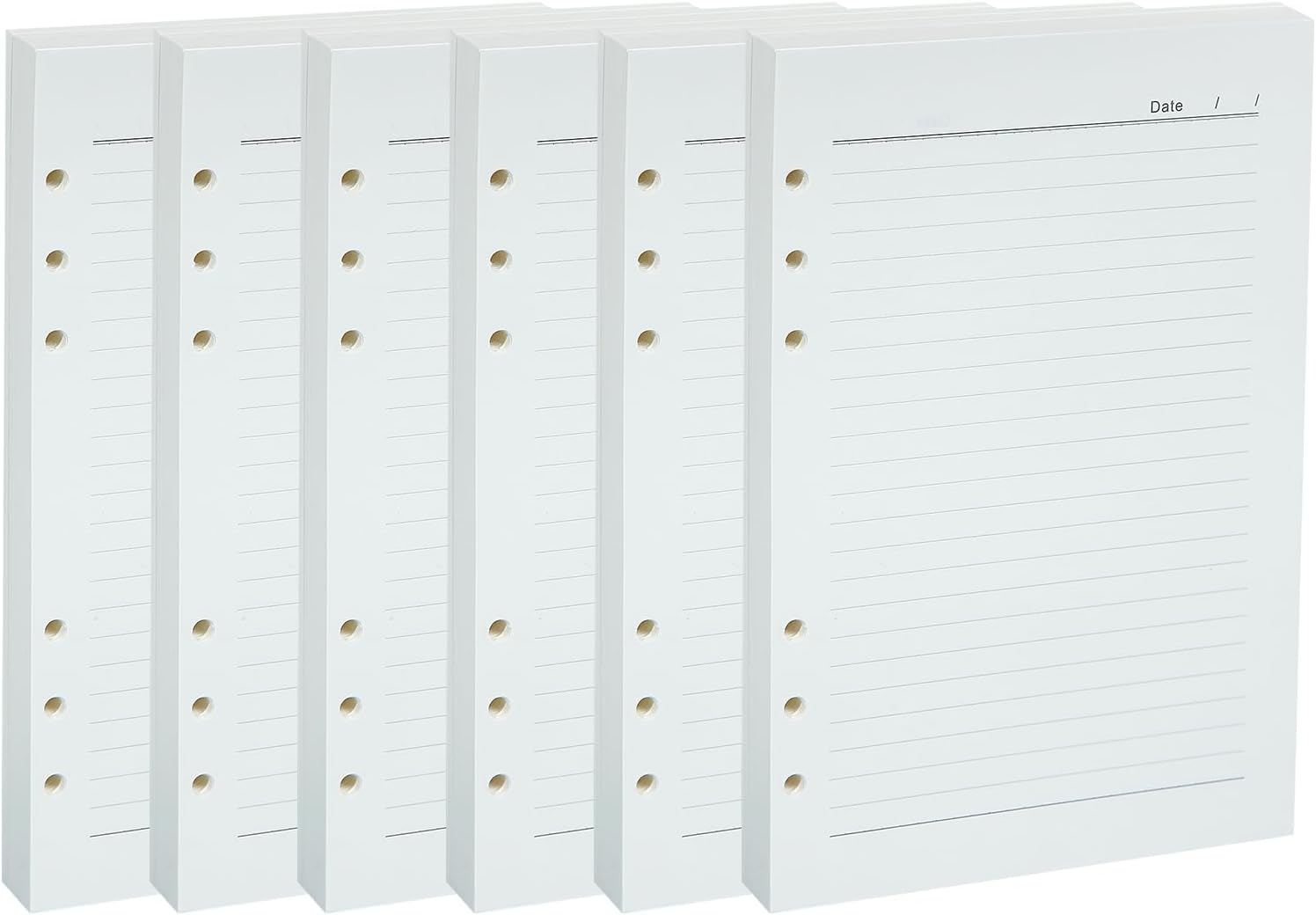 A5 Planner Inserts,Refill Lined Paper,A5 Filler Paper,Planner Insert,Notebook Journal Filler Paper,6 Hole Punched,Milky White,8.3X5.5In,100 Sheets/200 Pages,100Gs,6-Pack image number 6
