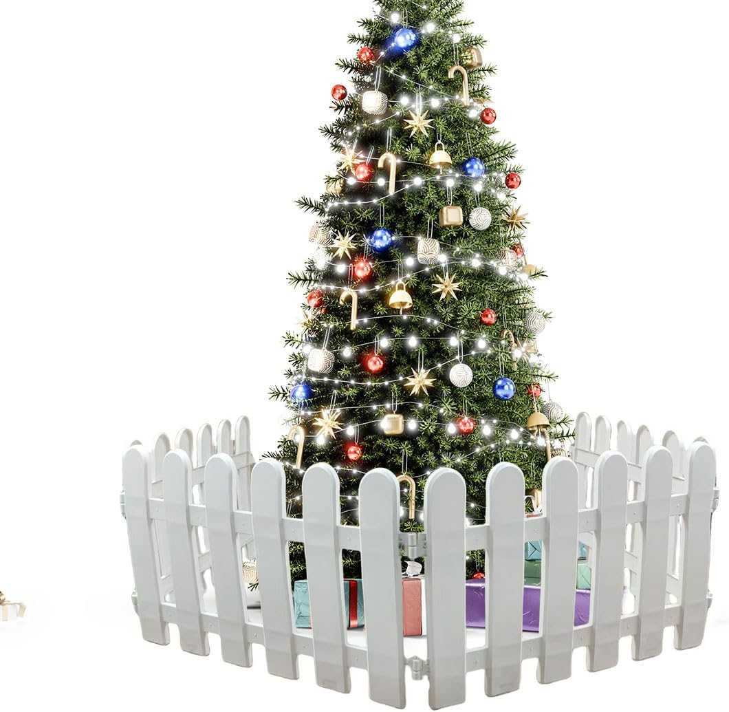 IEVE 4 Pcs White Plastic Fence Christmas Xmas Tree Wedding Party Decoration Miniature Home Garden Border Grass Lawn Edge Fence (One Pack Is 200Cm in Total) image number 3