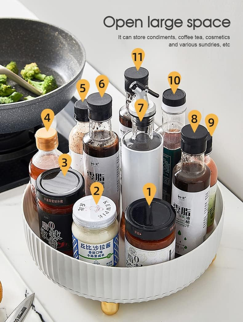 Tootoo Rotating Kitchen Shelf Cupboard Spice Jars Storage Tray Rack Turntable Organiser image number 6