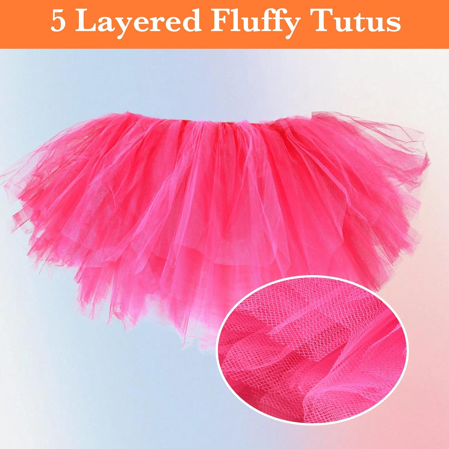 Ammiko Tutu for Women Adults - 5 Layer Tutu Skirts, Tutus for Women Girls, Halloween Tutu Adult, 80S Tulle Skirt Costume