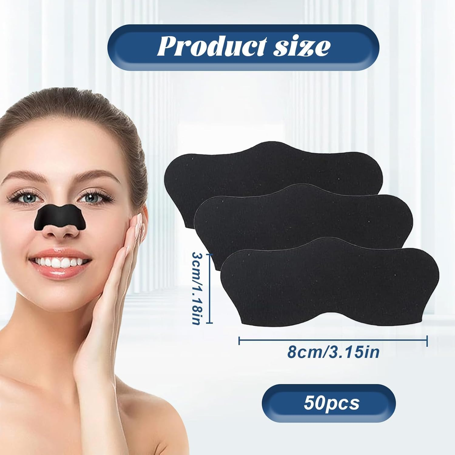 100 Pcs Blackhead Removal Strip, Nose Strip, Blackhead Pore Strip, Charcoal Deep Cleaning Nose Strip, Suitable for Men and Women image number 2