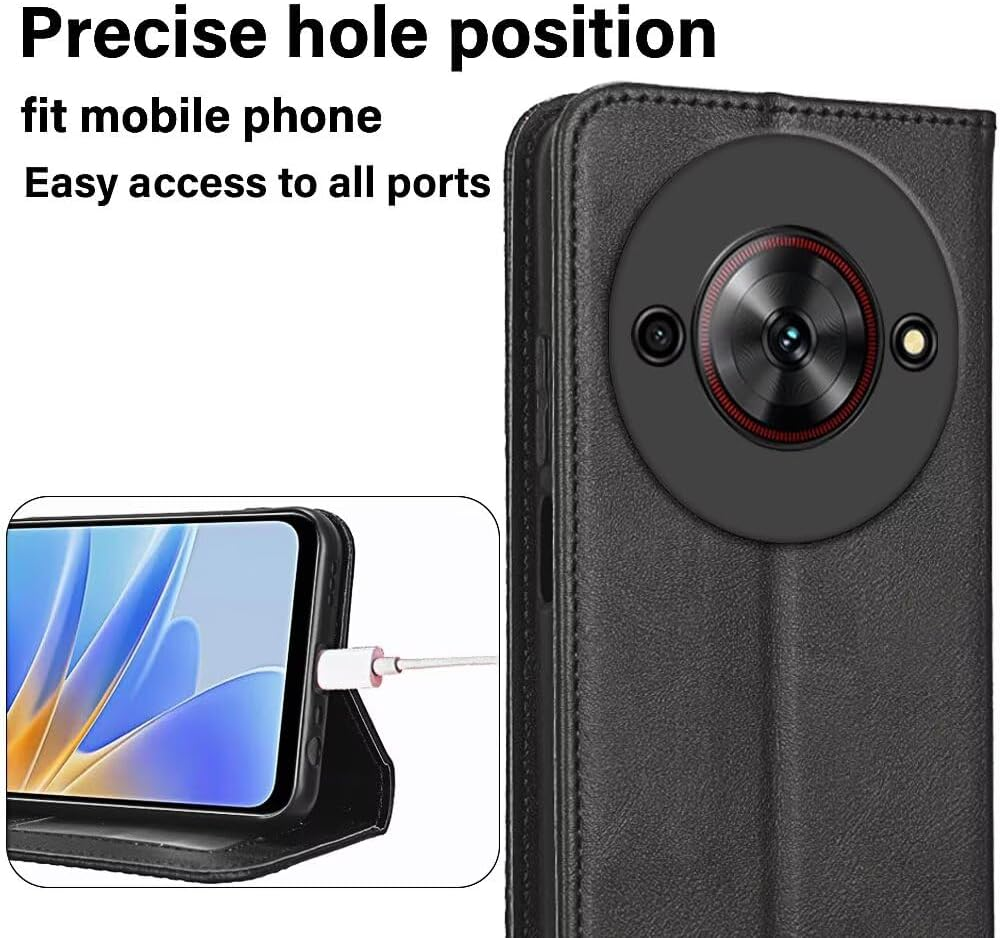 EASSGU Mobile Phone Case for Nubia Focus 5G (6.56 Inches) Flip Folio PU Leather Magnetic Switch Protective Case, [3 Card Slots] [1 Wallet] Stand Case - Black image number 5