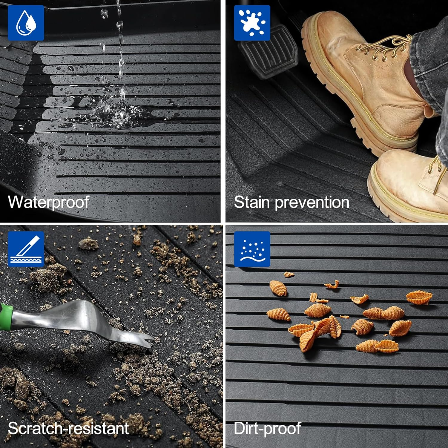 9 Pieces Floor Mats for RHD Tesla Model Y Juniper 2025 2026, New Model Y (5-Seater) All-Weather TPE Floor & Cargo Mat Set, Anti-Slip Trunk Mats & Cargo Liners Tesla Interior Accessories image number 4