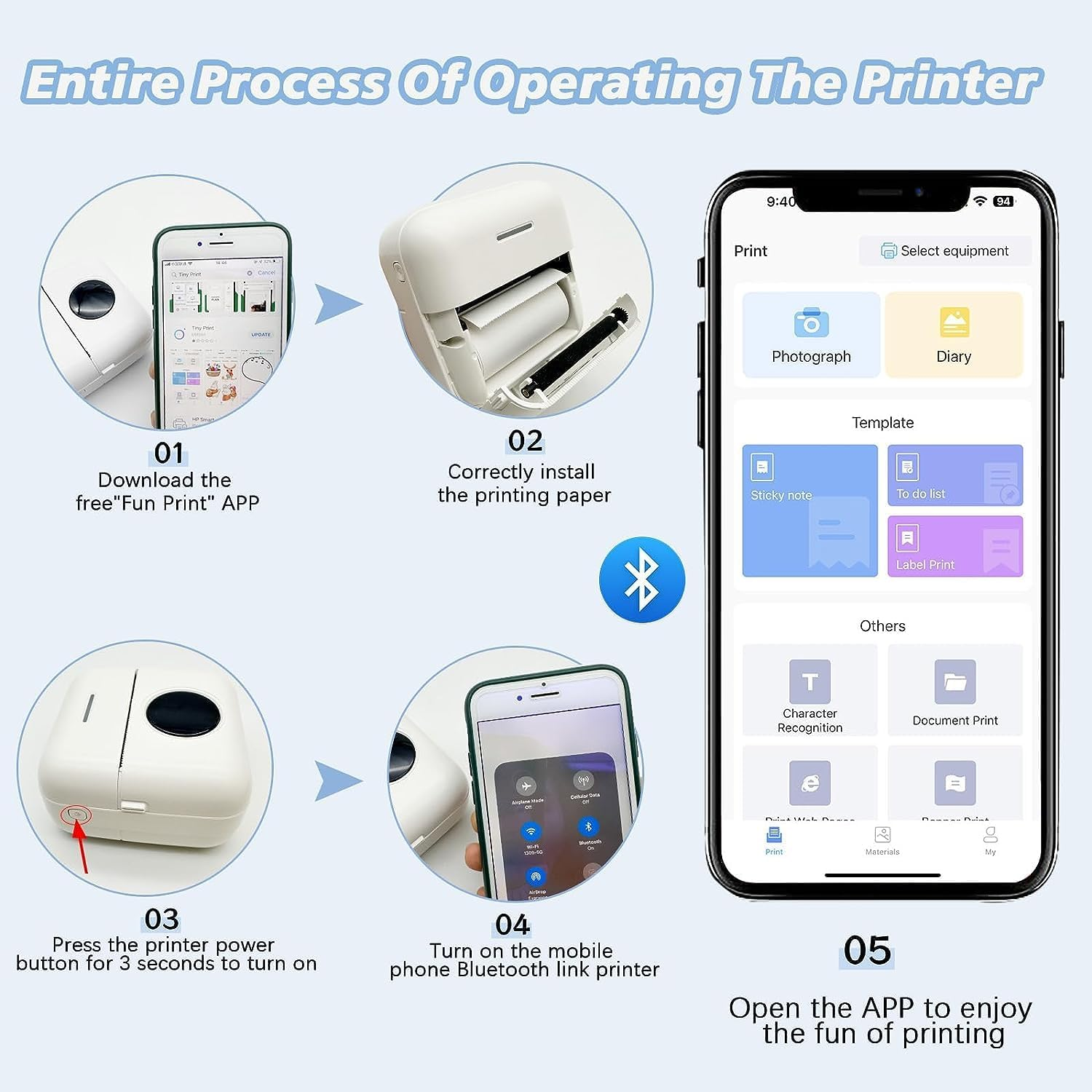 EAAMXUAN Portable Bluetooth Label Maker Machine with No Ink Thermal Printing | Wireless Sticker Printer for Home, Office & School Organization | DIY Labels for Journals, Notes, Kids Crafts image number 3