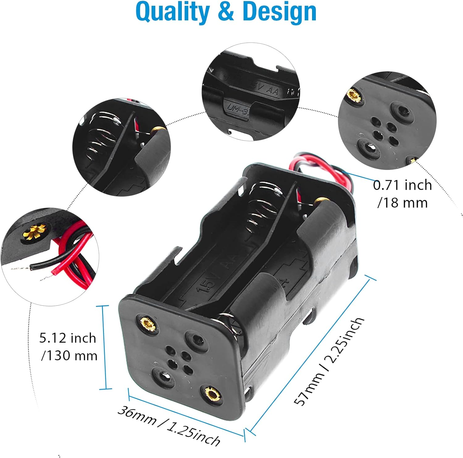 4 X 1.5V AA Batteries Battery Holder Wire Leads image number 3